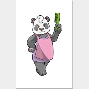 Panda as Hairdresser with Comb Posters and Art